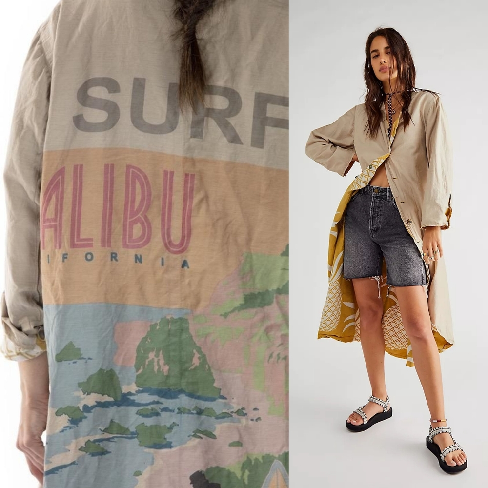 New Magnolia Pearl Emery Pineapple Coat Beverly OS trenchcoat artist smock surf - Picture 5 of 17